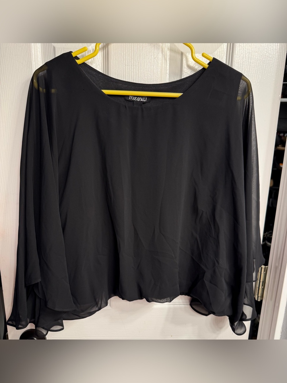 Roz & Ali Black Chiffon Layered Womens Blouse
